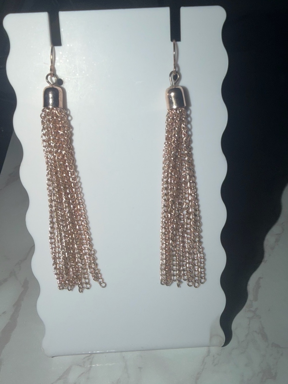Delicate Rose Gold Chain Tassel Earrings
